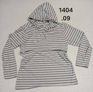 Ginkana (23x17.5) Striped V-Neck Nursing/Maternity Hoodie